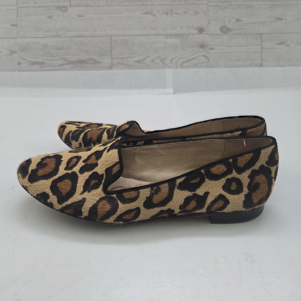 Sam Edelman Loafers Womens 6 M Leopard Calf Hair Smoking Flats Slip On Leather - Picture 2 of 10